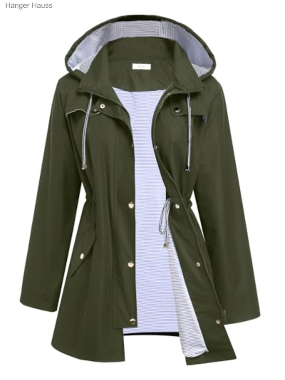 Women Waterproof Lined Raincoat Lightweight Trench Jacket Hooded
